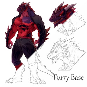 Furry Base Reference Sheet: Instant Download, OC Reference Sheet, Transparent Background, PNG Format, Fursona Adopt, Furry Lineart