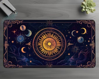 Cosmos Astrology Desk Mat, Occult Witchy Gaming Mousepad, Dark Academia TCG MTG Playmat, Whimsical Sorcery Tarot Mat, Celestial Office Gift