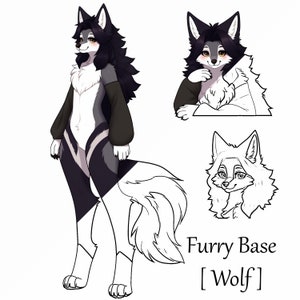 Furry Base Reference Sheet: Instant Download, OC Reference Sheet, Transparent Background, PNG Format, Fursona Adopt, Furry Lineart