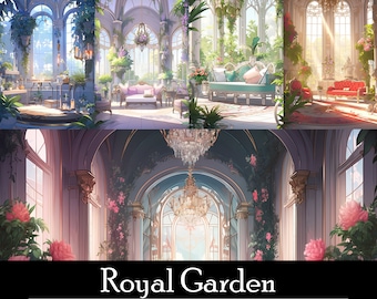 20 Royal Garden Digital Paper Background, Mobile And Desktop Wallpaper Bundle, Instant Download, Commercial Use, Studio Ghibli Inspired