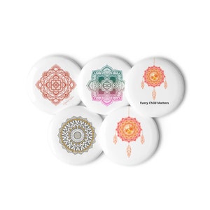 Set of mandala pin buttons