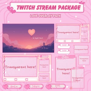 Stream overlay - Love Theme stream package for Twitch/YouTube/KICK stream - Twitch Screens, Twitch package - Twitch overlay