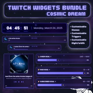 Twitch Widget Bundle - Stream Spotify widget Date & Time for Twitch/YouTube stream - OBS streamElements, Music Player, Customizable Widget
