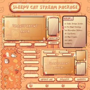 Lofi Cute Cat Twitch overlay Animated streaming overlays - Cozy Stream Overlay twitch pack twitch alert Animated Screen -Cute Twitch Overlay