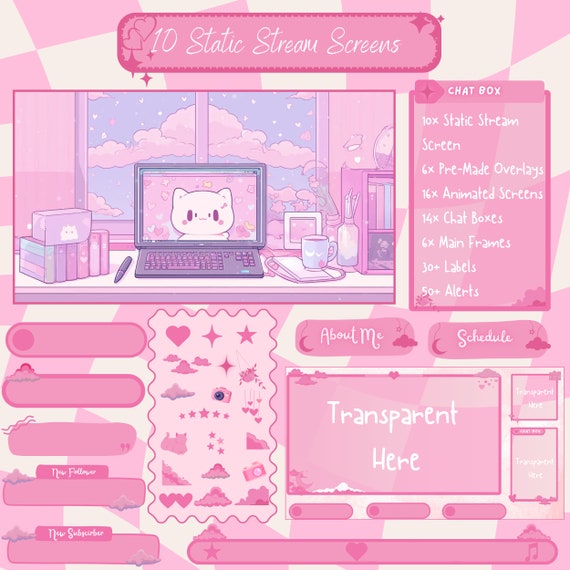 Valentine Special Twitch overlay - Pink Twitch package for twitch stream - Gamer Girl Streaming Overlay - Cute Cozy Pink Overlays for Twitch