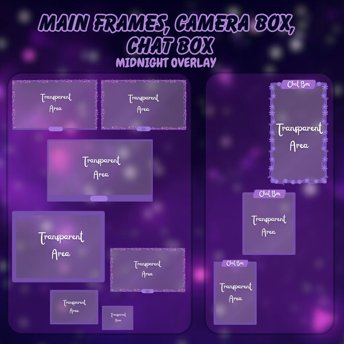 Midnight Cottage Core Stream Overlay, Animated Stream Pack, Vtuber ...
