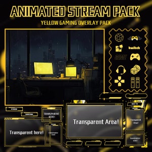 Yellow Gaming Twitch Overlay Stream Package ,Twitch Streamer pack , Twitch alerts , Yellow twitch obs overlays