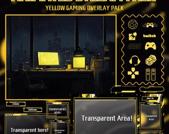 Yellow Gaming Twitch Stream Overlay Package: Animated Streamer Pack