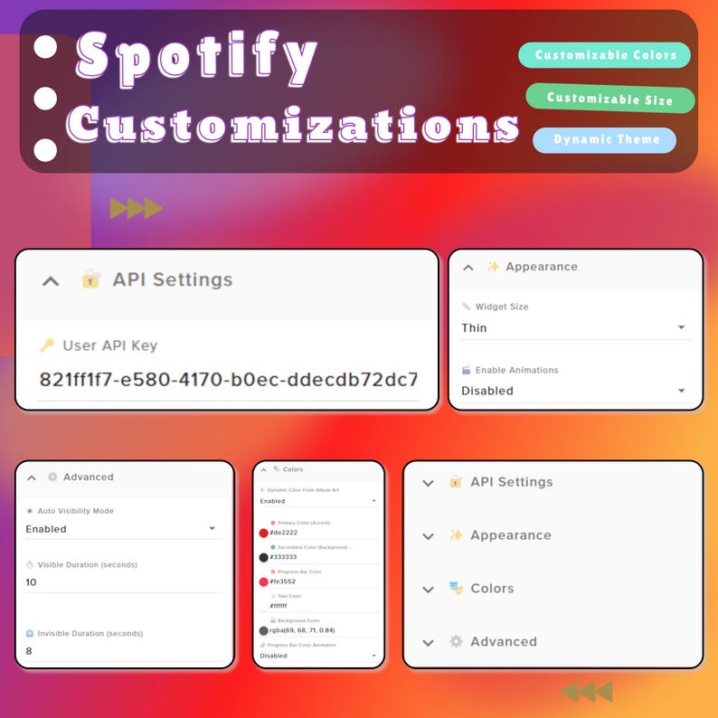 Player Overlay Customizable Music Widget for Stream: Animated Stream Overlay (digital ...