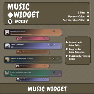 Spotify Music widget  - Stream widget Overlay for Twitch/YouTube stream - OBS StreamElements , Animated Song Player , Twitch Widget