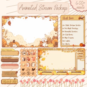 Twitch overlay - Autumn Season Vtuber overlay for twitch stream overlay - Vtuber room , Stream package , Twitch package , Fall Overlay
