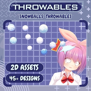 40x Snowball Vtuber Throwable - Live 2d Vtuber Throwables Assets - Twitch Throwable , Digital Asset
