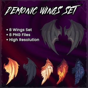 8x Vtuber Demon Wings | Vtuber Asset stream decoration | Transparent | Twitch Asset | PNGTuber || digital download