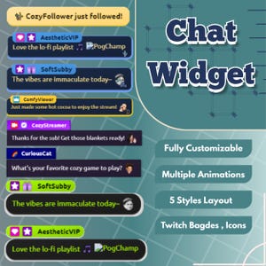 Chat widget  -  Lofi chat widget customizable for Twitch/YouTube/KICK streamers - ChatBox Widget , StreamElements Widget , OBS