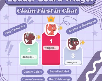 Twitch Leaderboard Widget: Engaging Stream Overlay for first in chat (Digital Download)