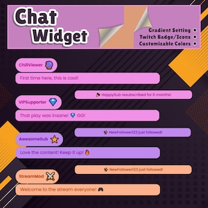 Chat widget  - Fully customizable Chat Box Widget for Twitch/YouTube/KICK streamers - chat box widget OBS, Streamelements chat