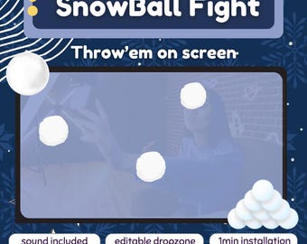 Interactive Snowball Fight Twitch Widget | Compatible with OBS & Streamlabs | Christmas Winter Animated Overlay