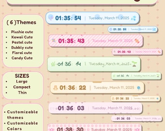 Pastel Date Time Widget: Animated Stream Overlay (Digital Download)