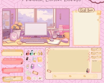 Animated Purple Lofi Twitch Overlay Package: Stream Layouts