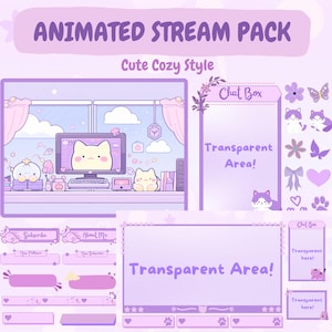 Purple Lofi Animated Stream Overlay Pack, Purple Theme Stuff For Streaming, Streamer Assets For OBS, YouTube, Streamlabs