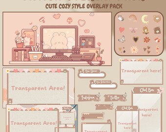 Twitch overlay - Bear Themed Vtuber overlay for twitch stream - Vtuber room , Twitch package , Stream overlay , Bear Overlay