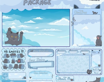 Geanimeerd Cozy Cat Twitch Stream Overlay Pakket