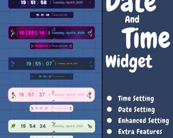 Animated Date & Time Widget: Multi Themes for Twitch/YouTube/KICK (Digital Download)