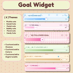 Twitch Goal widget - Cute Goal Bars for Twitch/YouTube Streamers | Fully Customizable | Streamelements OBS