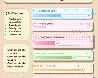Cute Twitch Goal Widget – Customizable Stream Overlay (Digital Download)