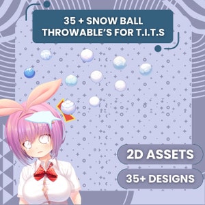 Live 2d Bundle of Throwable Snow ball Assets 50x | Lofi | 2D Digital Assets| Streamer vtuber Twitch throwable assets