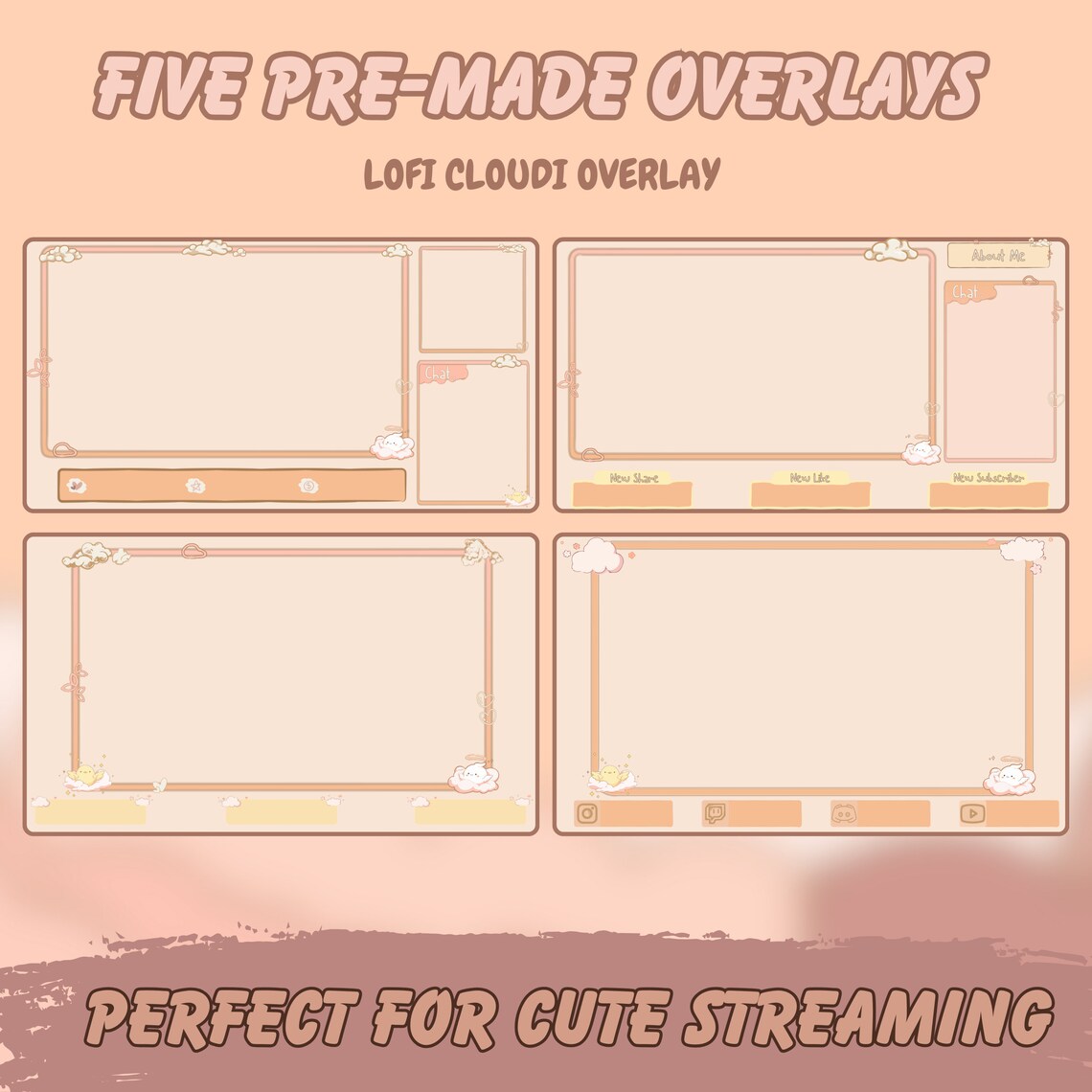 Cute Cloudy Lofi Animated Stream Overlay Package - Etsy