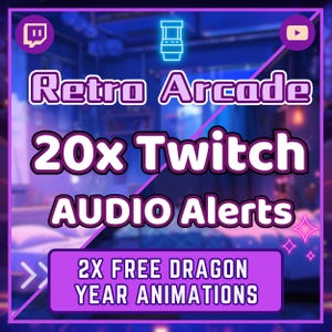 Retro Arcade Sound Alerts - Sound alerts Twitch audio alerts  Sound For Youtube/Twitch - Alerts Sound Effect, Music Notification