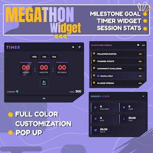 Megathon Widget - Timer, Subathon, Megathon für Streamdeck / Twitch / YouTube - Twitch Widget StreamElements OBS Stream Widget
