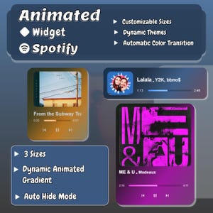 Spotify Music Widget - Customizable Widget for Twitch/YouTube stream - OBS, Animated Song Player, Stream widget Overlay, StreamElements