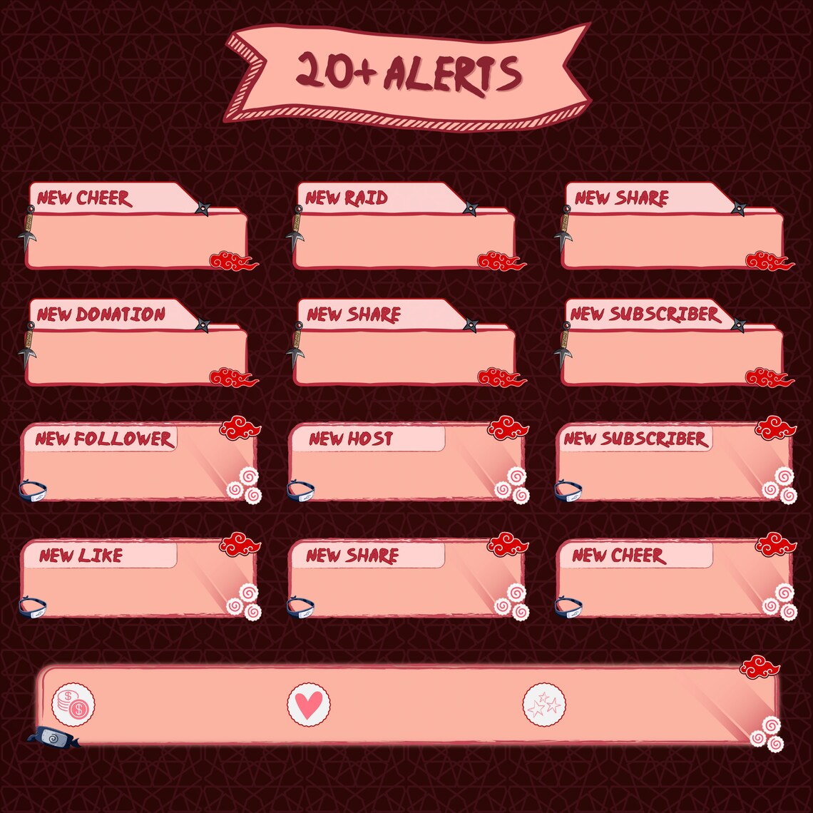 Ninja Stream Animated Twitch Overlay Cute Stream Overlay Package Stream ...