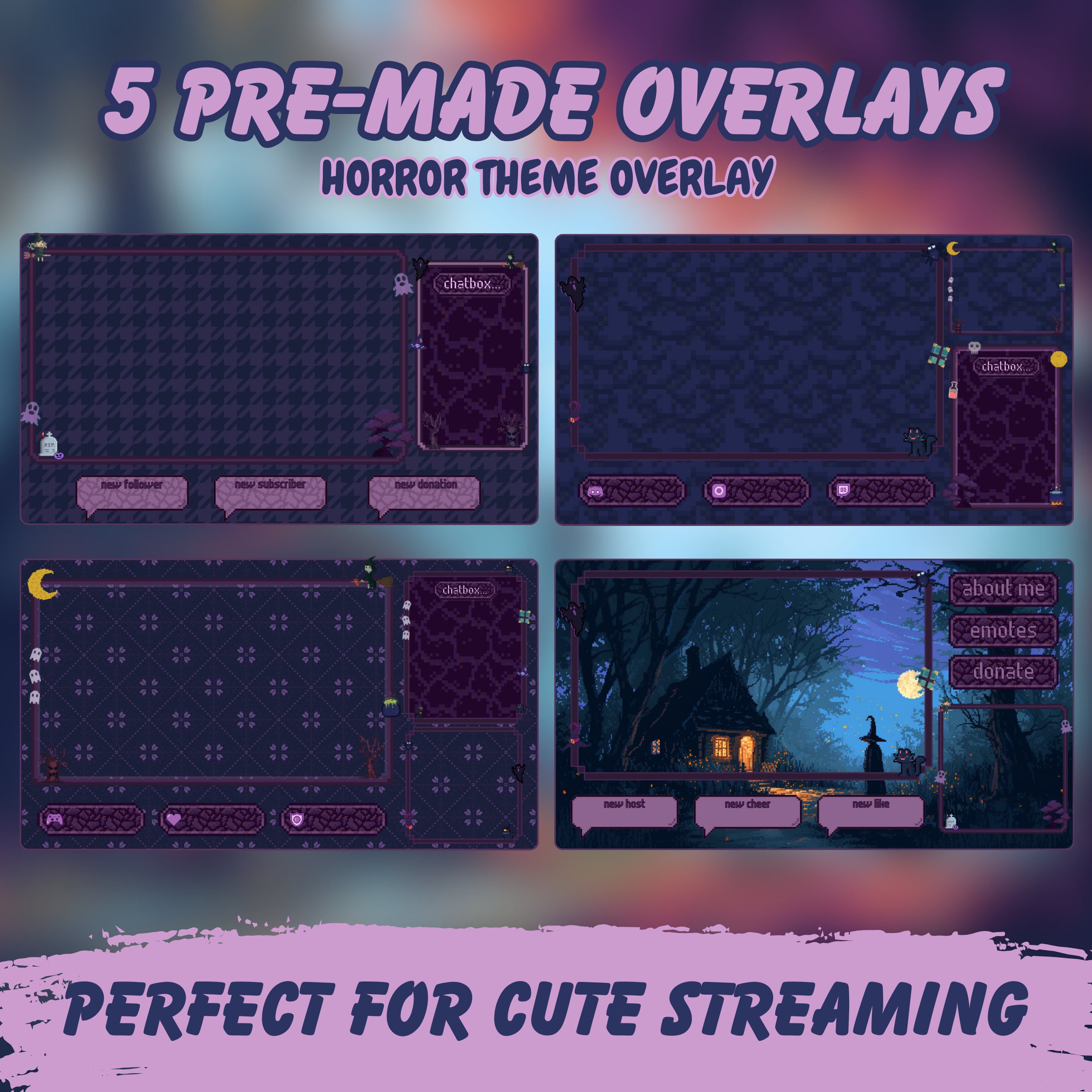 Horror Twitch Overlay , Lofi Pixel Art Horror Stream Pack , Twitch ...