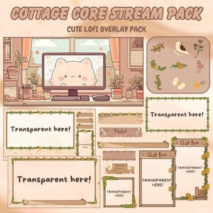 Twitch Overlay - Cottage Core Theme Twitch Overlays - OBS Scenes & Vtuber overlay - Twitch Paket - Stream Overlays - Twitch Pack