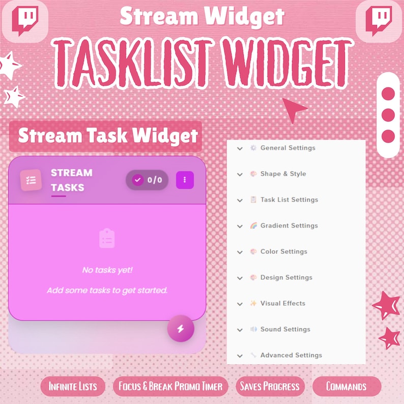 Twitch Stream Tasklist Widget: To-do List & Pomodoro Timer | Compatible ...