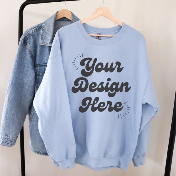 Gildan Sweatshirt Mockup Light Blue Front Gildan 18000 Mockup Light Blue Front Mockup Crewneck Mockup Blue 18000 Light Blue Mockup