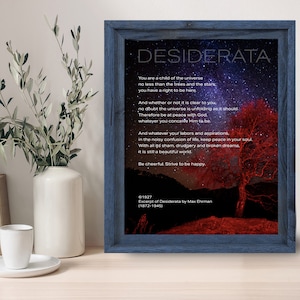 11x14 Desiderata - poem excerpt original art. Digital dowload.