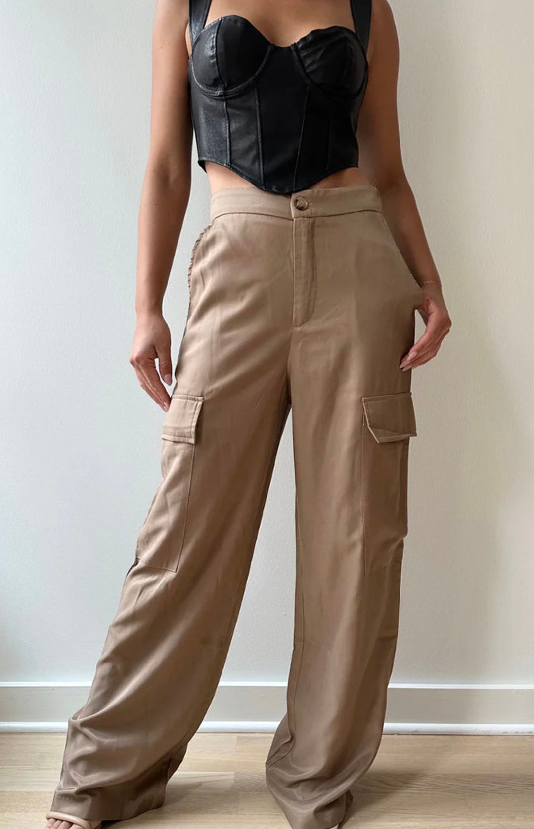 Custom Inked Zipper Cargo Pants - Satin main image 0