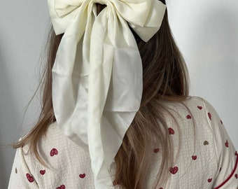 Ivory Hair Bow with Clip