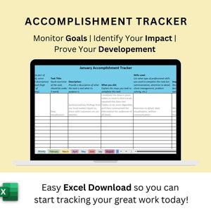 Accomplishment Tracker | Excel Template Download | Organize Your Professional Accomplishments and Track Important Tasks