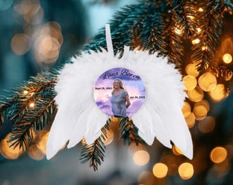 Angel Memorial Ornament – Personalized Remembrance Keepsake | Custom Feather Wings Ornament