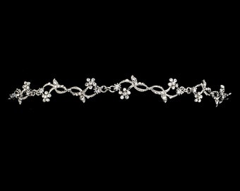 Victorian Style Silver Floral Cut Bracelet Rhodium Plated