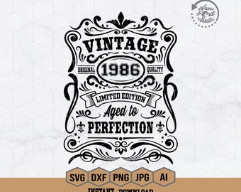 40th Birthday Svg | 40th Birthday Shirt | Vintage 1986 Svg | 1986 Aged to perfection | Aged to Perfection Svg | 40th Birthday Gift Idea