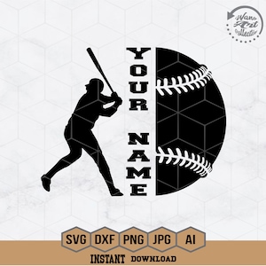 Personalized Name Svg | Baseball Player Svg | Baseball Game Svg | Baseball Dad Svg | Baseball Clipart | Baseball Cut file | Png Eps Dxf Ai