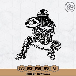 Softball Svg | Softball Player Svg |  Catcher Stencil | Sports Mom Cutfile | Ball is Life Clipart | Softball Fan Gift Shirt Cut File