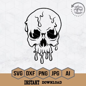 Dripping Skull SVG, Skeleton SVG, Gothic svg, Skeleton Skull SVG, Human Skull Svg, Melting Skull Cutfile, Skull Png, Skull Dripping Clipart
