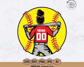Softball Player Svg | Softball Girl Svg | Sport Girl Svg | Softball Mom Svg | Softball Player Clipart | Softball Cutfile | Png Eps Dxf